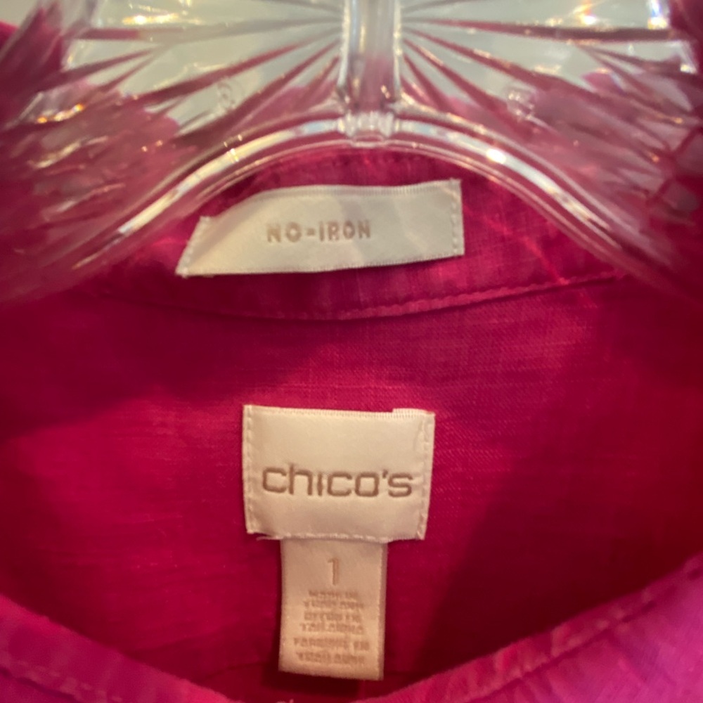 Pink no-iron linen Chico blouse - Picture 3 of 3